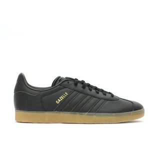adidas Originals Black Leather Gazelle Sneakers Gum Sole Size 9.5. Lightly worn.